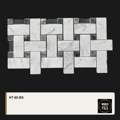 Carrara Marble Basketweave Mosaic mosaic tile