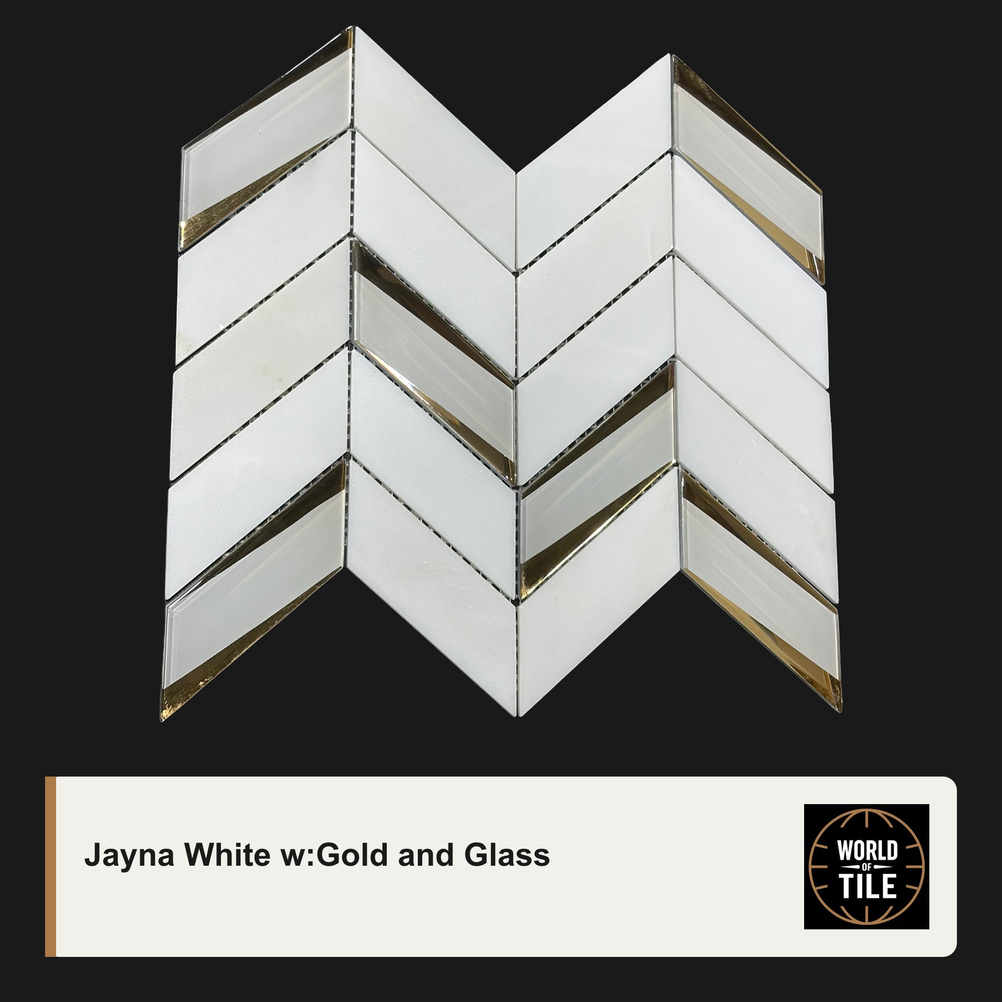 Jayna White w/Gold & Chevron Glass Mosaic