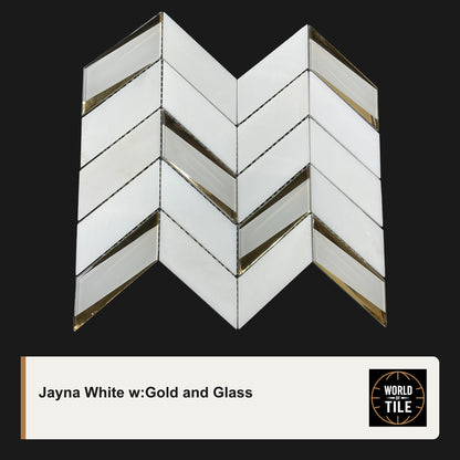 Jayna White w/Gold & Chevron Glass Mosaic
