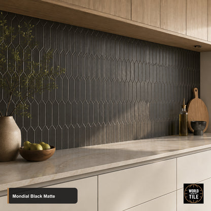 Mondial Black Picket Mosaic - Matte