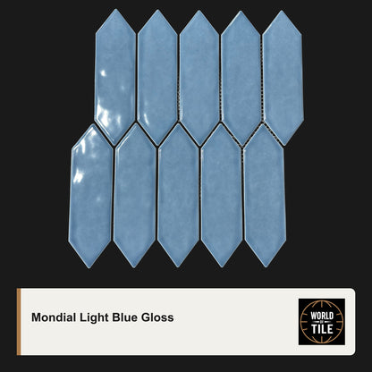Mondial Light Blue Picket Mosaic - Gloss