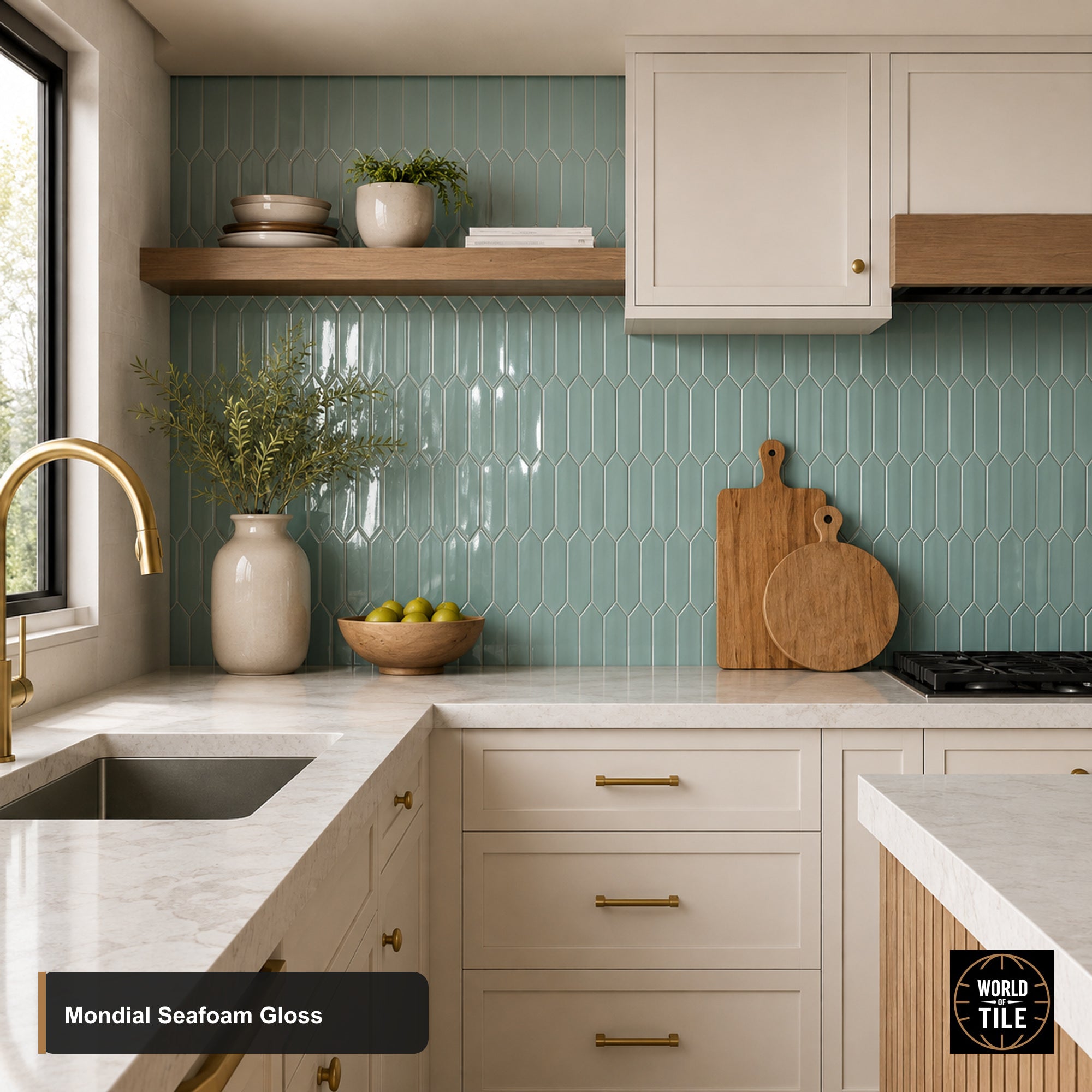 Mondial Seafoam Picket Mosaic - Gloss