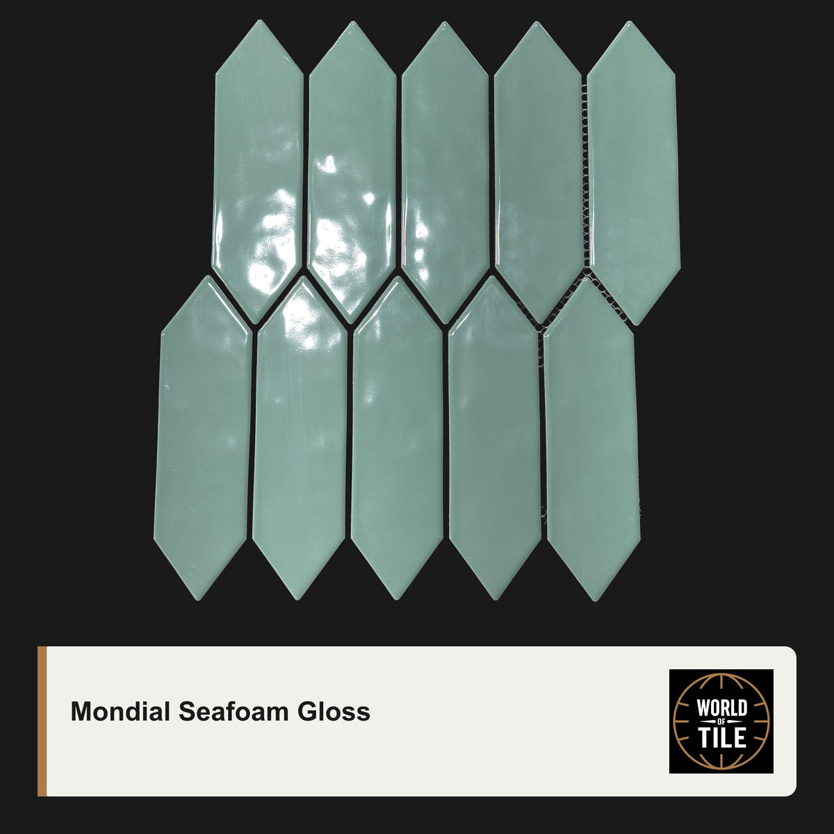 Mondial Seafoam Picket Mosaic - Gloss