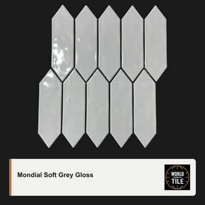 Mondial Soft Grey Picket Mosaic - Gloss