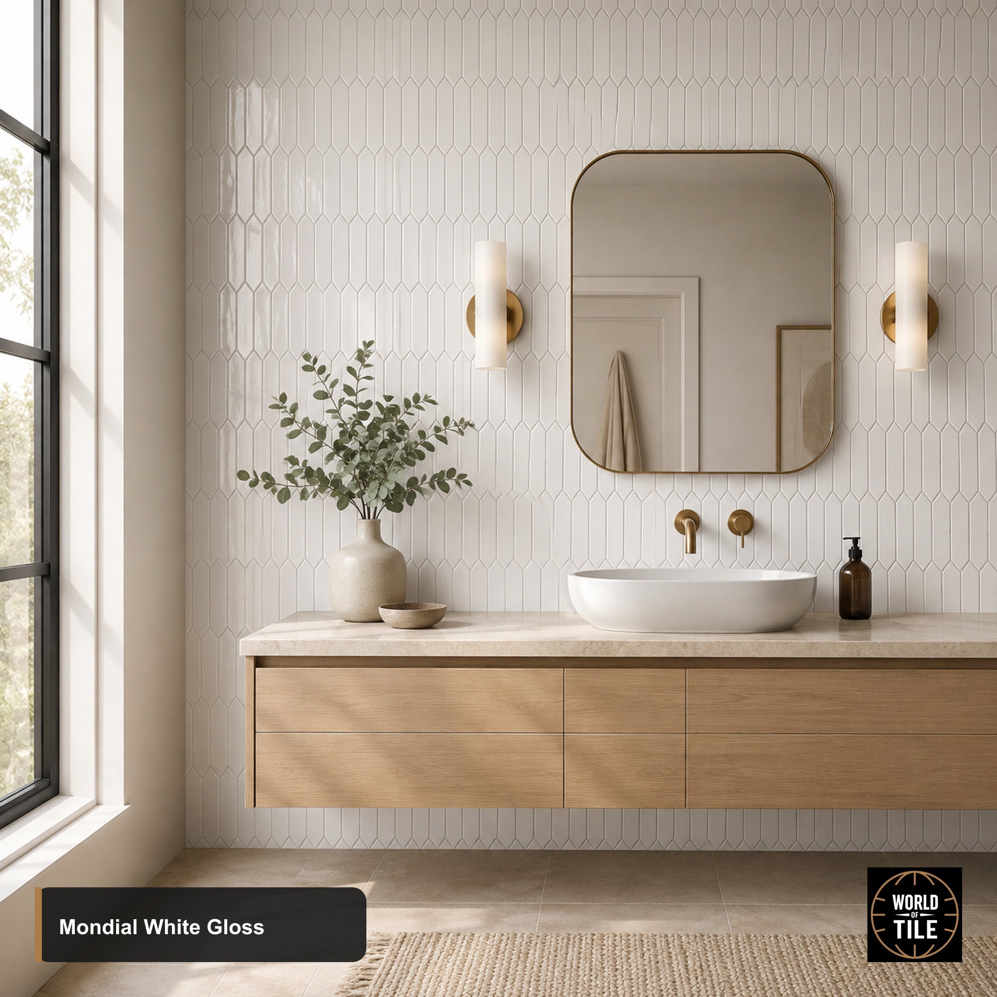 Mondial White Picket Mosaic - Gloss