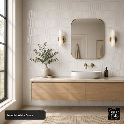 Mondial White Picket Mosaic - Gloss