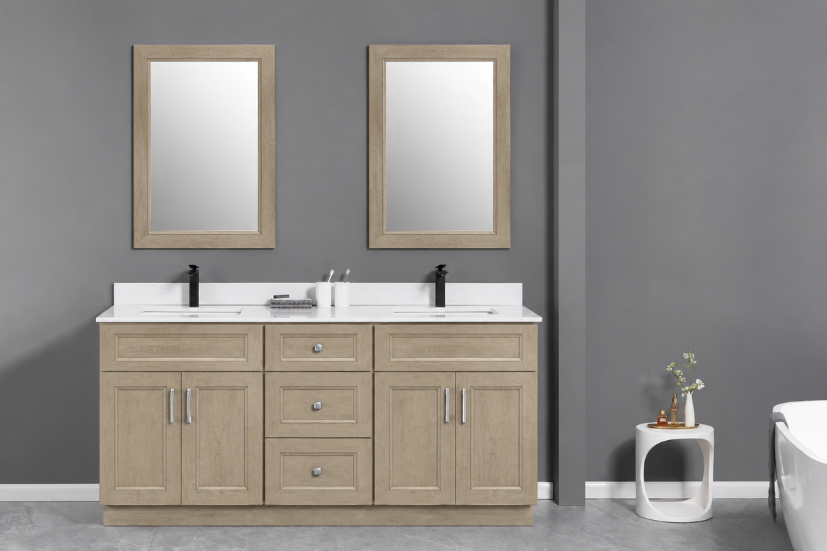 60" Double-Sink Solid Wood Vanity with Top