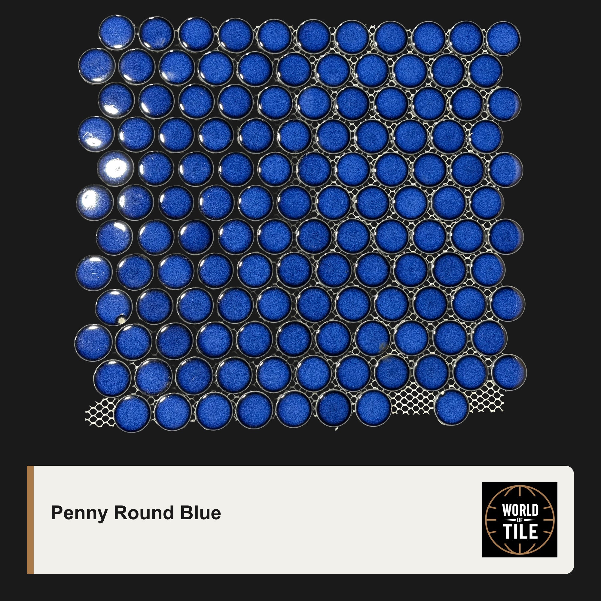 Penny Round Blue 1" Mosaic - Gloss