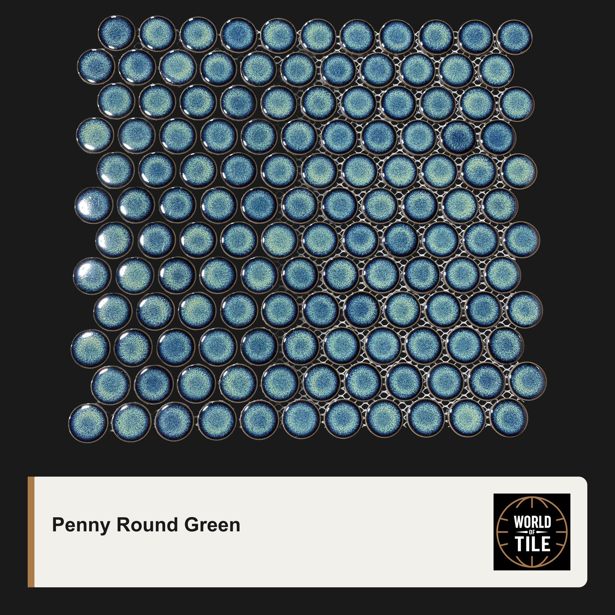 Penny Round Green 1" Mosaic - Gloss