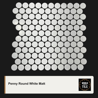 Penny Round White 1" Mosaic - Matte