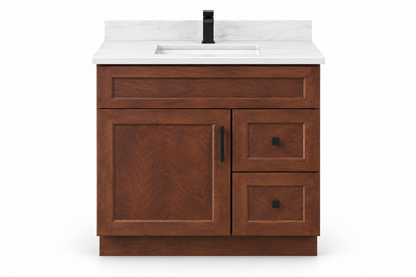 36 inch solid wood vanity, Dark Walnut finish, front hero