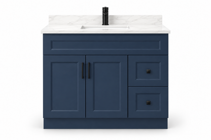 42 inch solid wood vanity, Blue finish, front hero