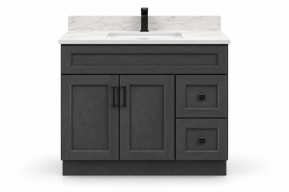 42 inch solid wood vanity, Dark Grey finish, front hero