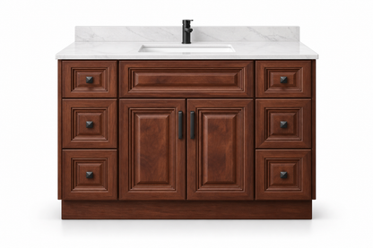 48 inch solid wood vanity, Dark Walnut Classic finish, front hero