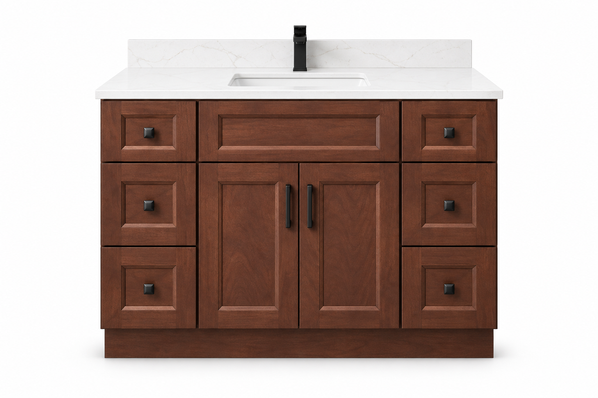 48 inch solid wood vanity, Dark Walnut finish, front hero