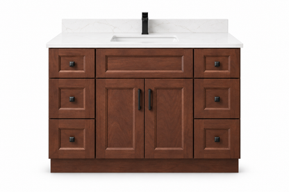 48 inch solid wood vanity, Dark Walnut finish, front hero