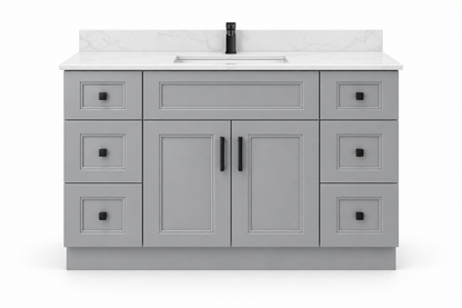 48 inch solid wood vanity, Double Shaker Grey finish, front hero