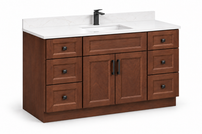 48 inch solid wood vanity, Dark Walnut finish, angled view