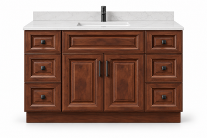 54 inch solid wood vanity, Dark Walnut Classic finish, front hero