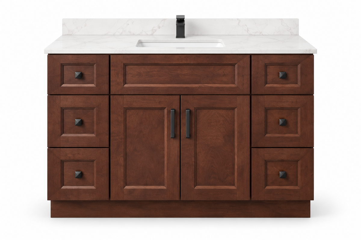 54 inch solid wood vanity, Dark Walnut finish, front hero