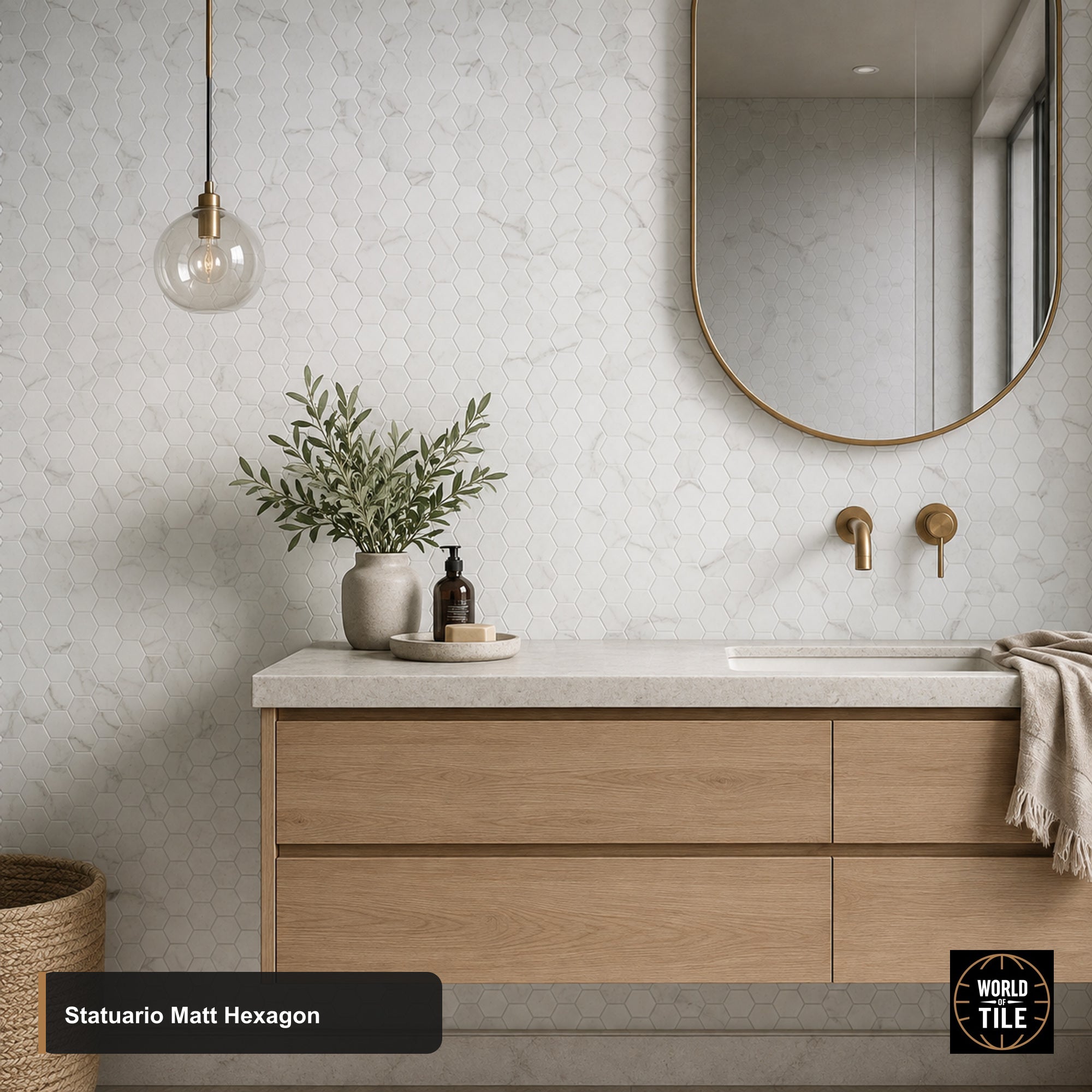 Statuario Hexagon 2" Mosaic - Matte
