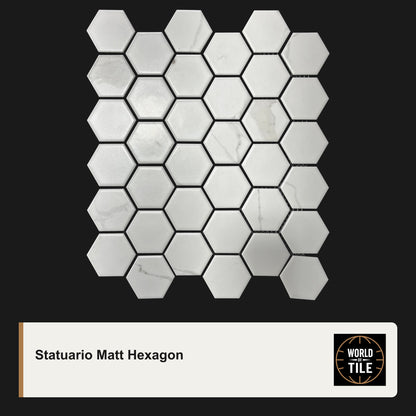 Statuario Hexagon 2" Mosaic - Matte