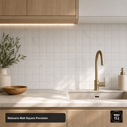 Statuario Square 2"x2" Porcelain Mosaic - Matte
