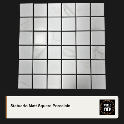 Statuario Square 2"x2" Porcelain Mosaic - Matte