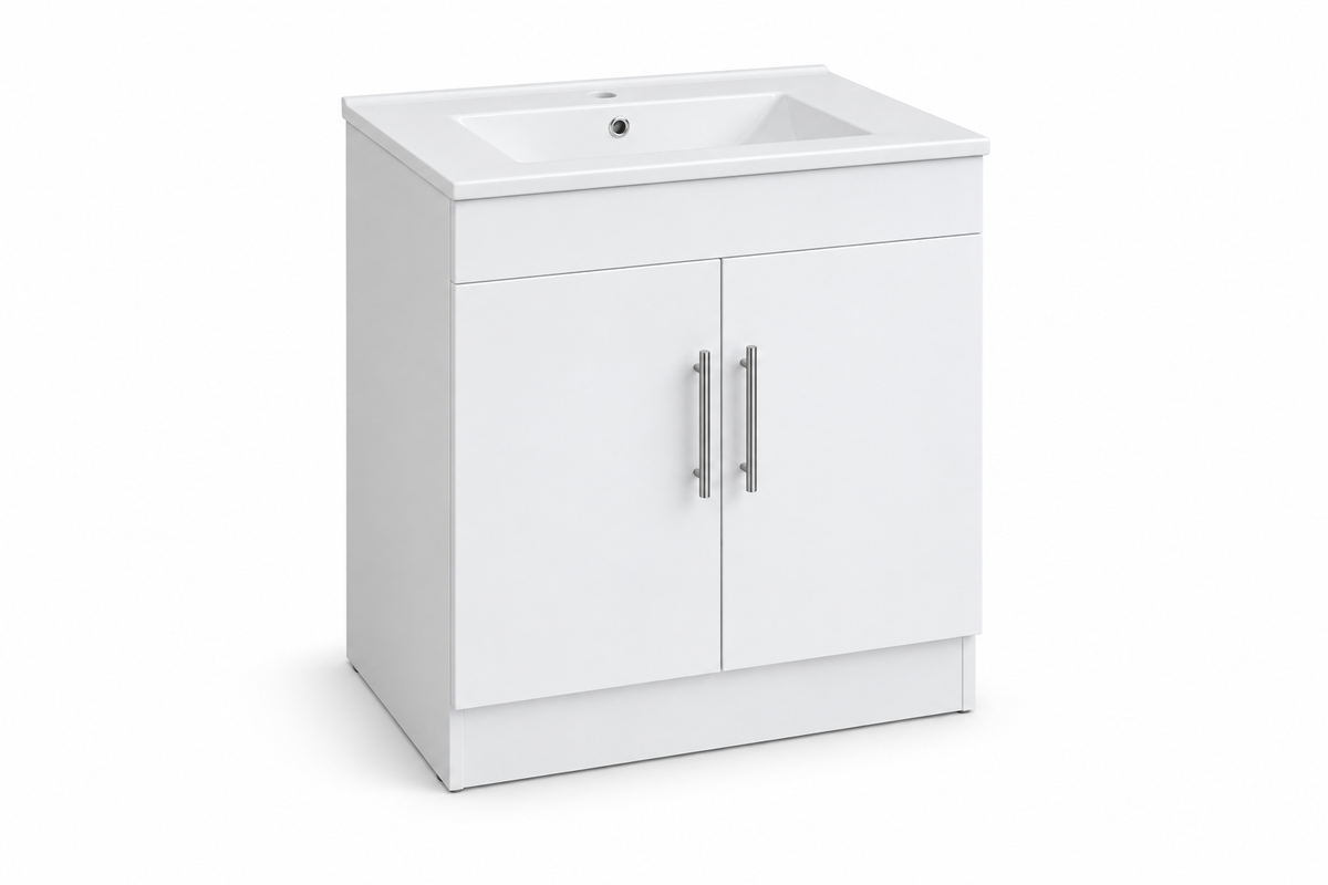 TC-2401 24" High-Gloss Vanity - White - Angled Hero