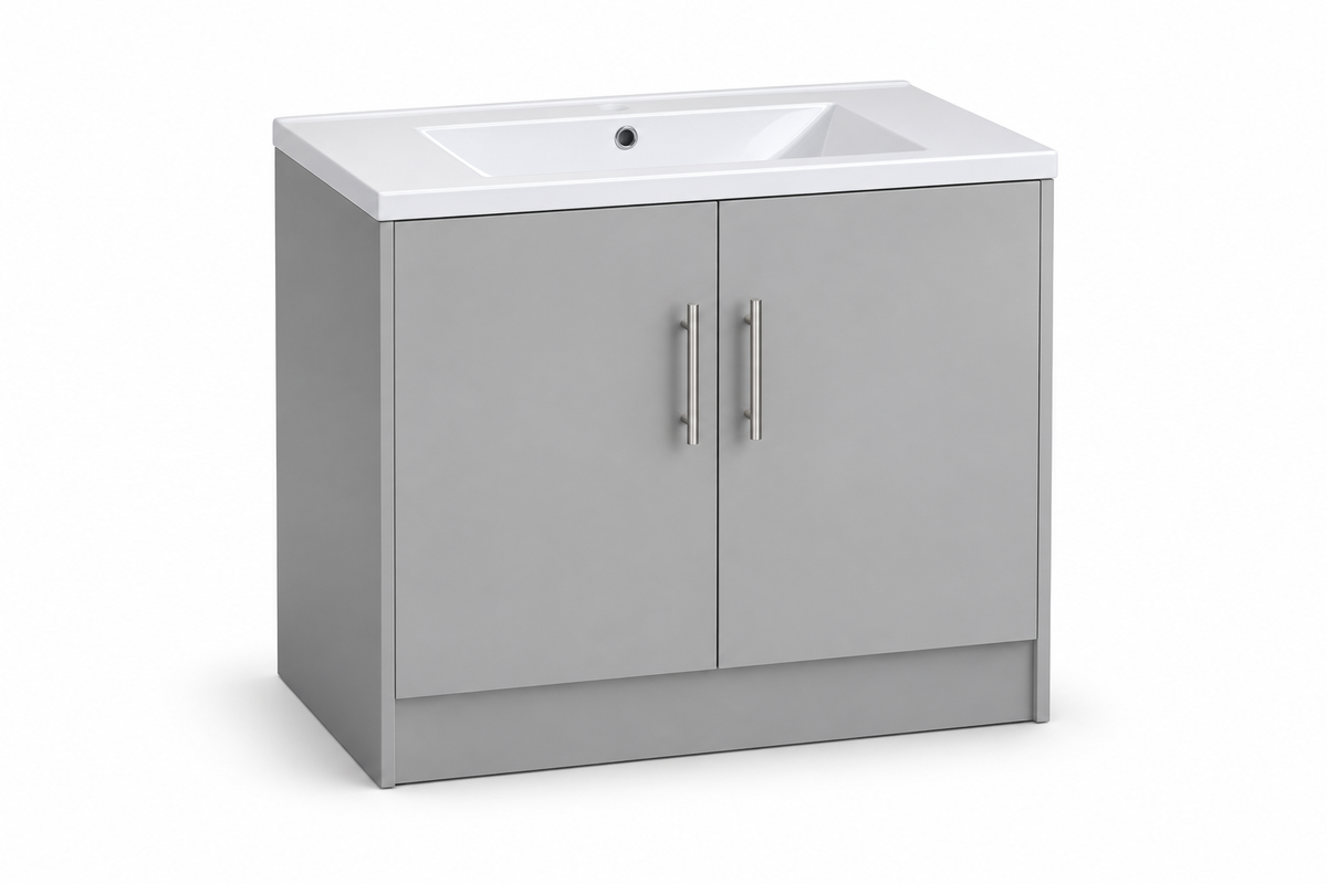 TC-2401 30" High-Gloss Vanity - Grey - Angled Hero