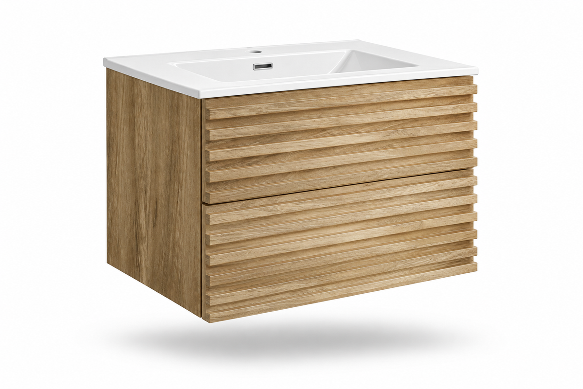 24" Natural Wood Wall-Mounted Vanity