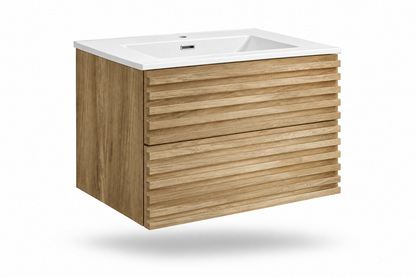 24" Natural Wood Wall-Mounted Vanity