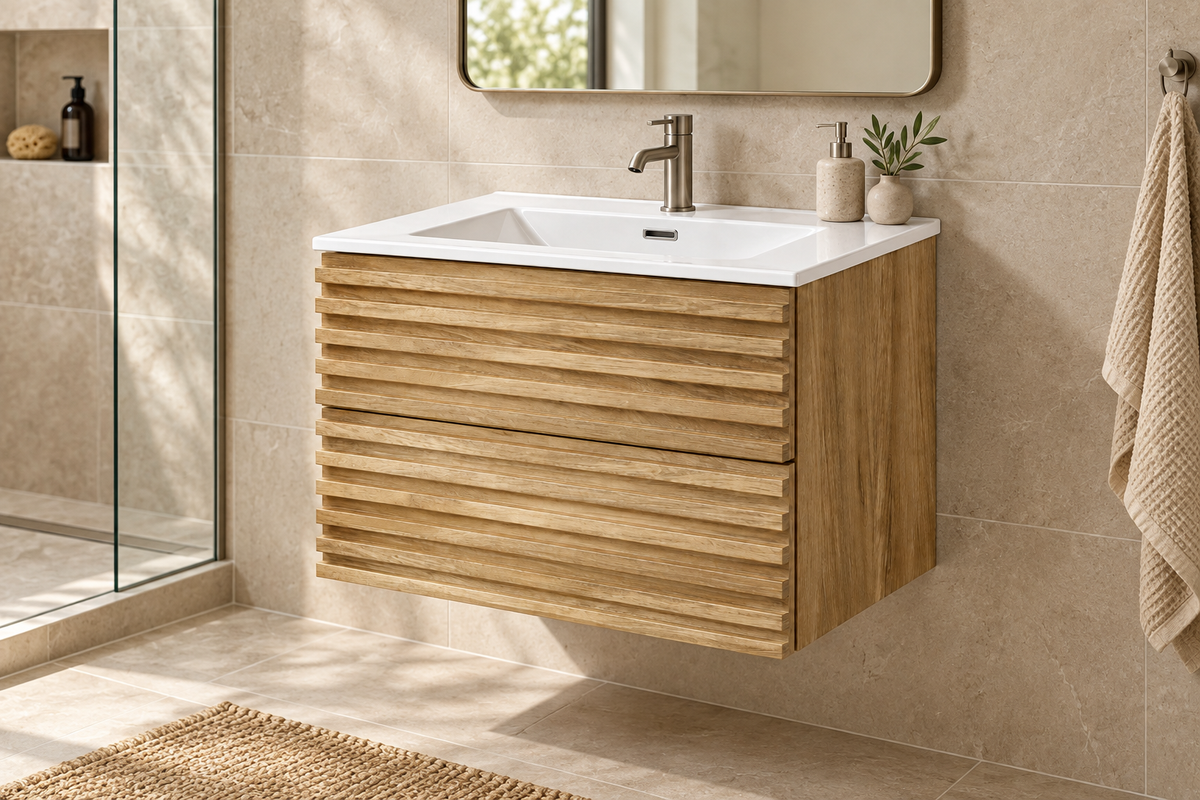 24" Natural Wood Wall-Mounted Vanity
