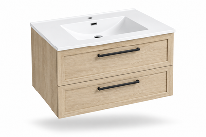 30" Slim Natural Wood Wall-Mounted Vanity