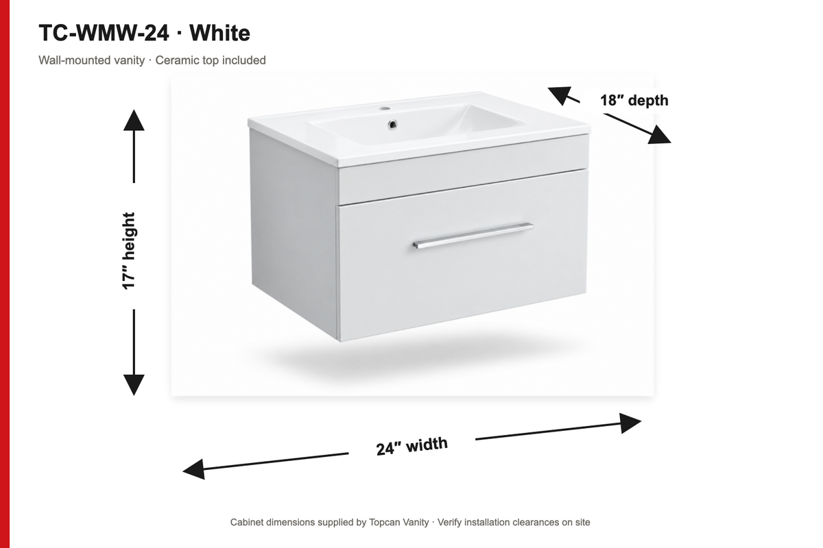 24" White/Grey Wall-Mounted Vanity