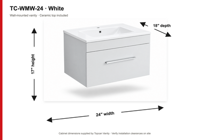 24" White/Grey Wall-Mounted Vanity