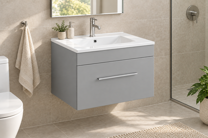 24" White/Grey Wall-Mounted Vanity
