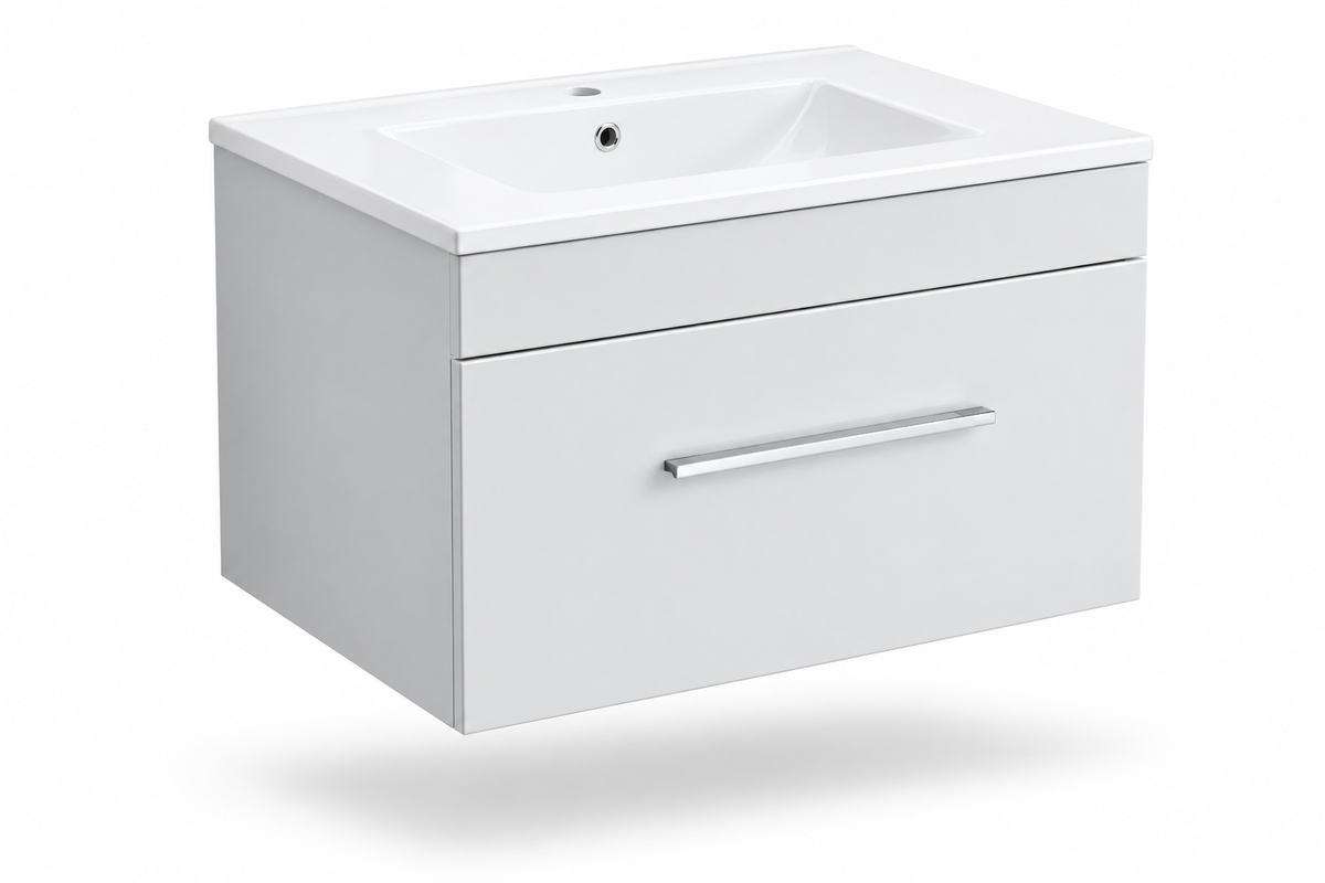24" White/Grey Wall-Mounted Vanity