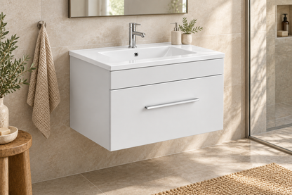 24" White/Grey Wall-Mounted Vanity