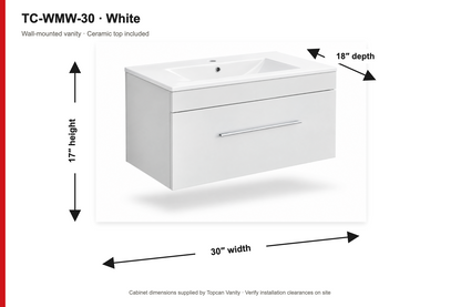 30" White/Grey Wall-Mounted Vanity
