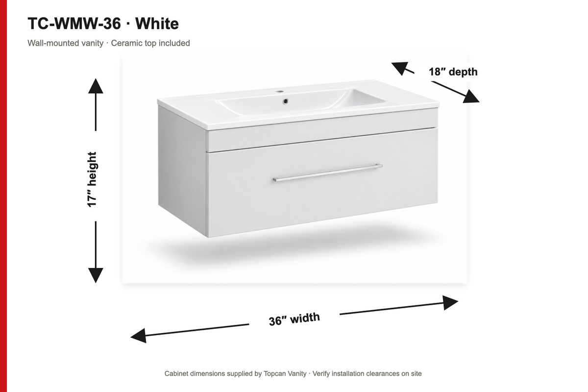 36" White/Grey Wall-Mounted Vanity