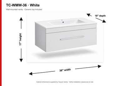 36" White/Grey Wall-Mounted Vanity