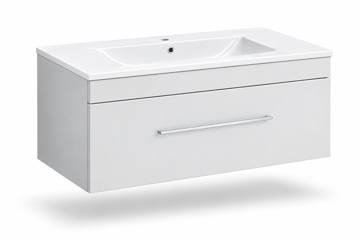 36" White/Grey Wall-Mounted Vanity