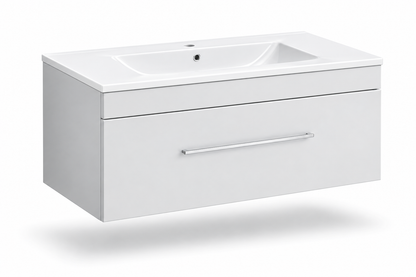 36" White/Grey Wall-Mounted Vanity