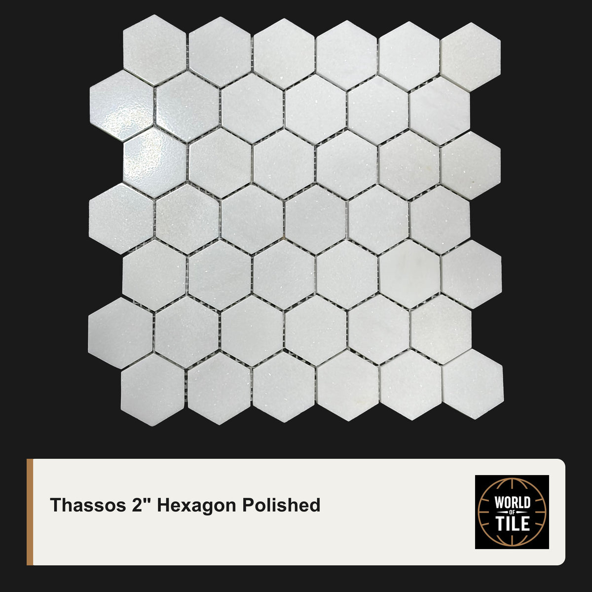 Thassos 2" Hexagon Marble Mosaic - Polished