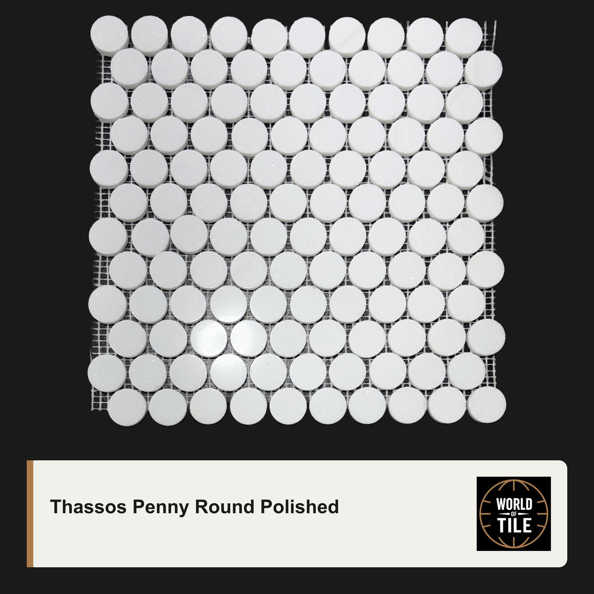 Thassos Penny Round Marble Mosaic - Polished
